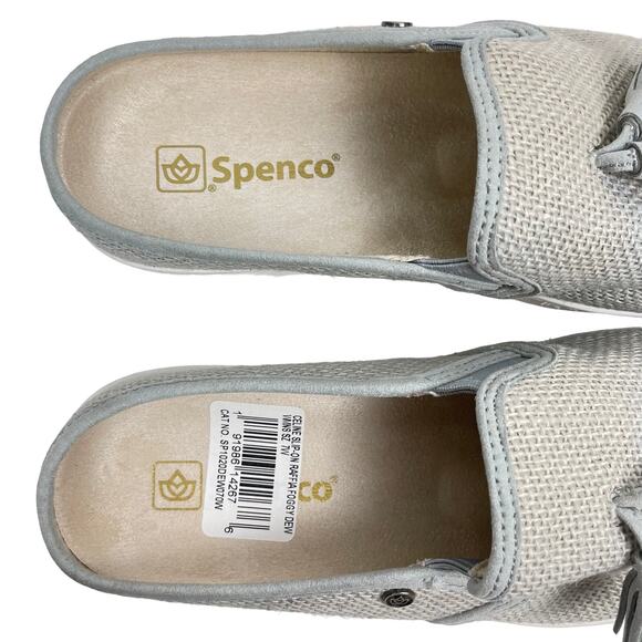 Spenco | 7D Celine Gray Textured Rafia Orthotic Clogs Slip On Shoes - Picture 9 of 13